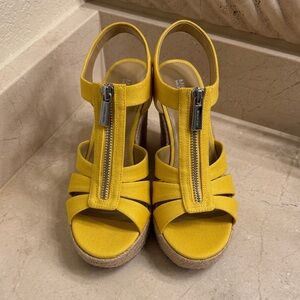 Michael Kors Yellow Sandals with Zipper Accent